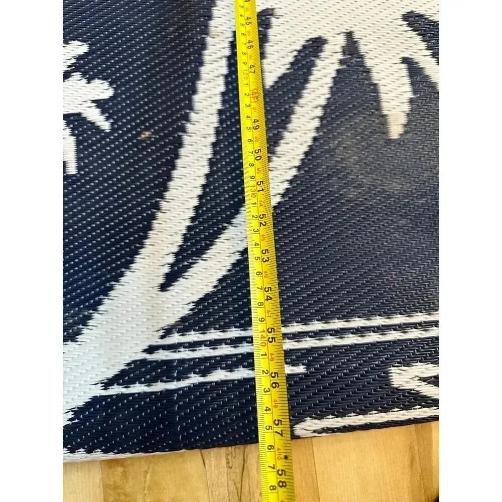 Tropical Palm Tree roll up blue and white mat
